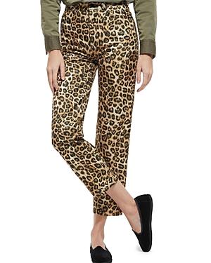 The Kooples Leopard Print High Rise Straight Leg Jeans In Brown