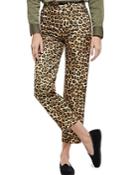 The Kooples Leopard Print High Rise Straight Leg Jeans In Brown