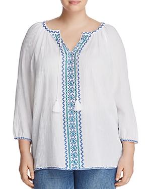 Nydj Plus Embroidered Peasant Blouse - 100% Exclusive