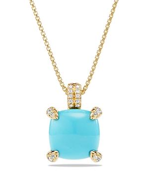 David Yurman Chatelaine Pendant Necklace With Turquoise And Diamonds In 18k Gold