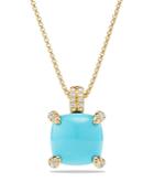 David Yurman Chatelaine Pendant Necklace With Turquoise And Diamonds In 18k Gold