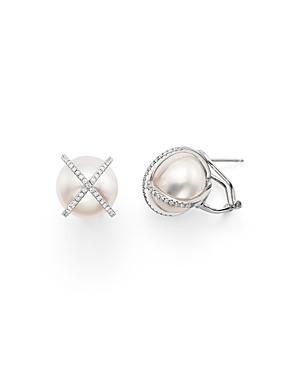Tara Pearls 18k White Gold X & O Natural Color Baroque White South Sea Cultured Pearl And Diamond Earrings