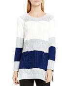 Two By Vince Camuto Color Block Mixed Knit Sweater