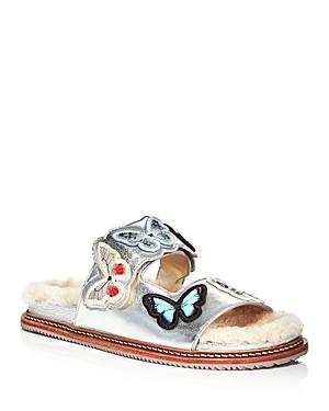 Sophia Webster Women's Riva Embroidered Butterfly Slide Sandals