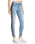Blanknyc Glitter-striped High-rise Skinny Jeans In Retrograde