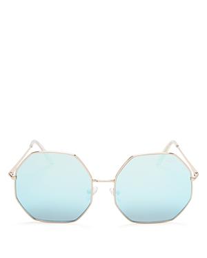 Quay Kiss & Tell Mirrored Octagon Sunglasses, 60mm