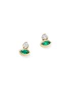 Zoe Chicco 14k Yellow Gold Diamond & Gemfields Emerald Marquise Stud Earrings