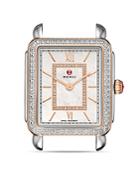 Michele Deco Ii Rose Gold Diamond Dial Watch Head, 26 X 27.5mm