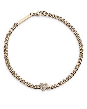 Zoe Chicco 14k Yellow Gold Midi Bitty Symbols Diamond Heart Link Bracelet