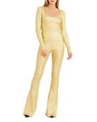 Herve Leger Metallic Ribbed Pants