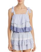 Surf Gypsy Striped Combo Ruffle Tank Top Swim Cover-up
