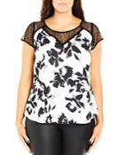 City Chic Pretty Painting Lace Panel Top