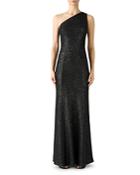 St. John Scattered Sequin One Shoulder Gown