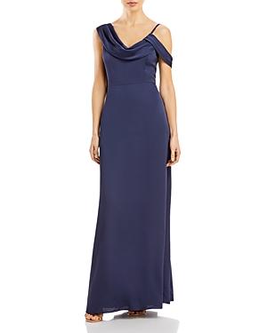 Aqua Draped Asymmetric Gown - 100% Exclusive