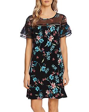 Cece Mixed Media Ruffle Dress