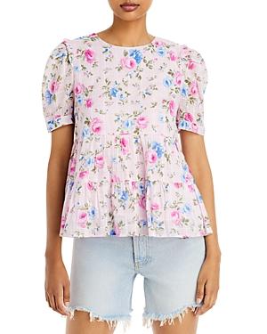 Aqua Rose Print Tiered Top - 100% Exclusive