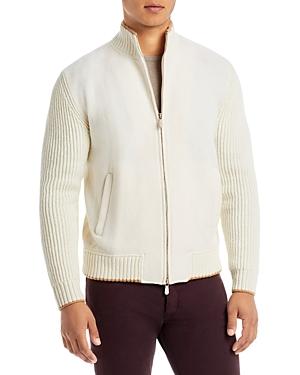 Eleventy Virgin Wool Knit Sleeve Zip Jacket