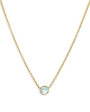 Zoe Lev 14k Yellow Gold Aquamarine Birthstone Solitaire Pendant Necklace, 16-18