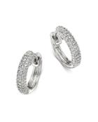 Bloomingdale's Pave Diamond Huggie Hoop Earrings In 14k White Gold, 0.30 Ct. T.w. - 100% Exclusive