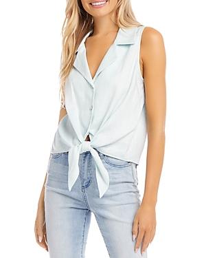 Karen Kane Linen Tie Front Sleeveless Shirt