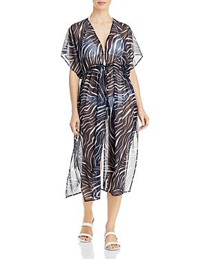 Echo Zebra-print Longline Beach Robe