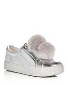 Sam Edelman Leya Metallic Faux Fur Pom-pom Slip-on Sneakers