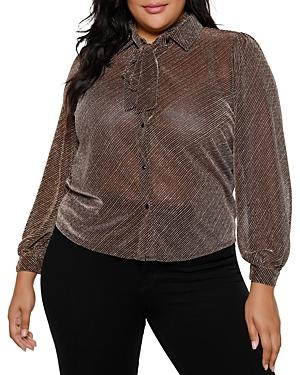 Belldini Plus Metallic Tie Neck Top