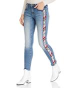 Aqua Embroidered Frayed Skinny Jeans In Light Wash - 100% Exclusive