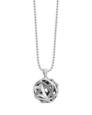 Lagos Sterling Silver Caviar Talisman Woven Knot Pendant Necklace, 34