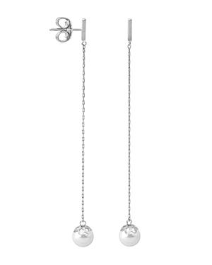 Majorica Simulated Pearl Linear Drop Earrings In Sterling Silver