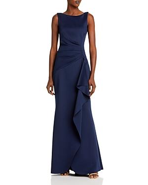 Eliza J Sleeveless Side Tuck Ruffle Gown