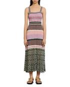 Sandro Sonya Chevron-knit Midi Dress