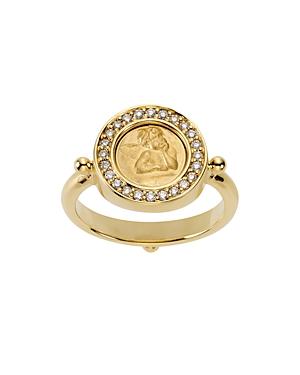 Temple St. Clair 18k Yellow Gold Angel Ring With Pave Diamonds