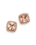 Morganite Stud Earrings With Diamonds In 14k Rose Gold - 100% Exclusive