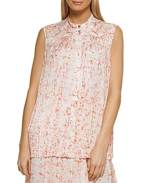 Dkny Pleated Button Front Blouse