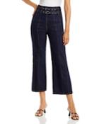 Cinq A Sept Mandy Double Belt Wide Leg Cropped Denim Pants In Indigo