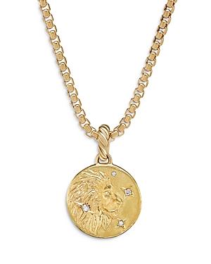 David Yurman 18k Yellow Gold Diamond Leo Amulet Pendant