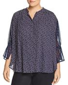 Lucky Brand Plus Semi-sheer Floral Print Tunic