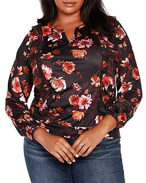 Belldini Plus Ruffle Floral Print Top