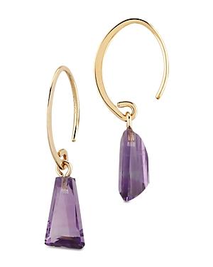 Bloomingdale's Amethyst Drop Threader Hoop Earrings In 14k Yellow Gold - 100% Exclusive
