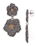 Roni Blanshay Swarovski Crystal Flower Drop Earrings