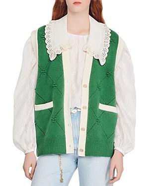 Sandro Collared Wool Vest
