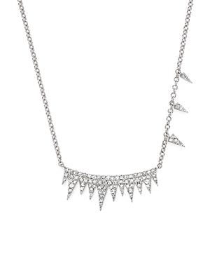 Meira T 14k White Gold Diamond Spikes Necklace, 14