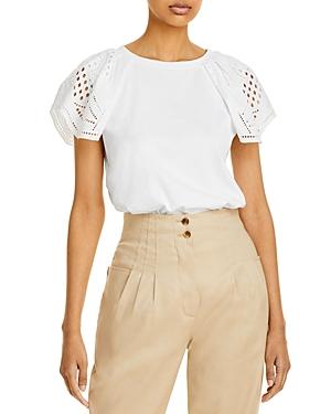 Alberta Ferretti Sangallo Eyelet Sleeve Tee