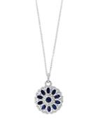 Bloomingdale's Blue Sapphire & Diamond Floral Pendant Necklace In 14k White Gold - 100% Exclusive