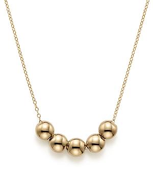 14k Yellow Gold Five Bead Pendant Necklace, 18
