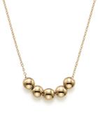 14k Yellow Gold Five Bead Pendant Necklace, 18