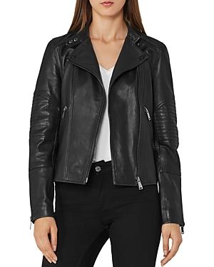 Reiss Taylor Quilted-sleeve Biker Jacket