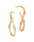 John Hardy 18k Yellow Gold Bamboo Twisted Hoop Earrings