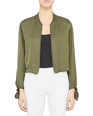 Theory Tie Sleeve Twill Bomber Jacket